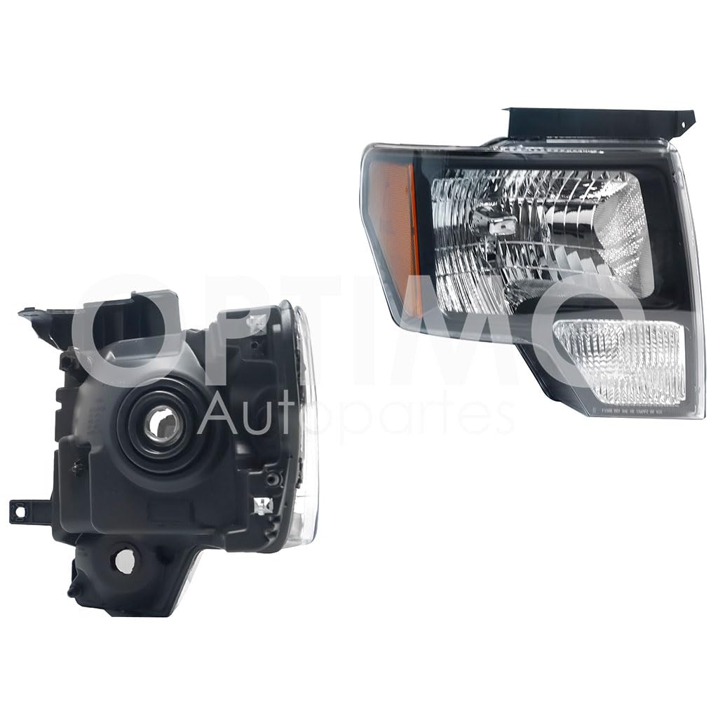 Faro Derecho Compatible con F-150 2009 2010 2011 2012 2013 2014 F/NEGRO C/MICA AMBAR (LOBO 09-14)