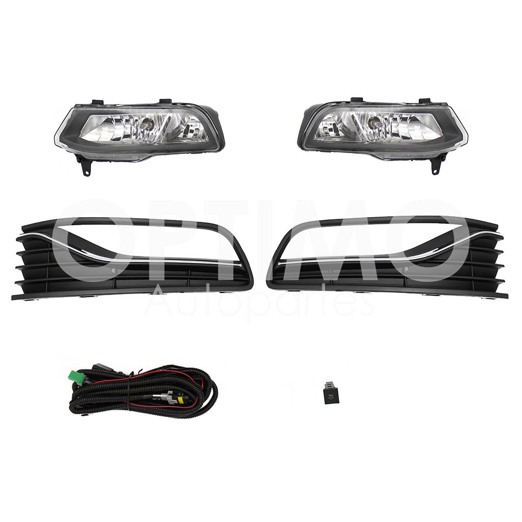VOLKSWAGEN POLO 2014 2015 2016 2017 2018 2019 KIT FARO AUX C/CABLES C/REJILLAS NEGRAS FILO CROMO C/FOCOS