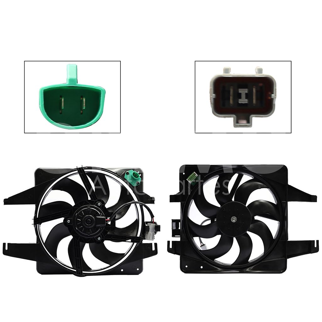 Moto Ventilador Compatible con FIESTA IKON 1.3L/1.4L/1.6L 1998 1999 2000 2001 2002 2003 2004 2005 2006 2007 2008 2009 2010 > Para Radiador > Con Tolva > Sin Resistencia 2PIN