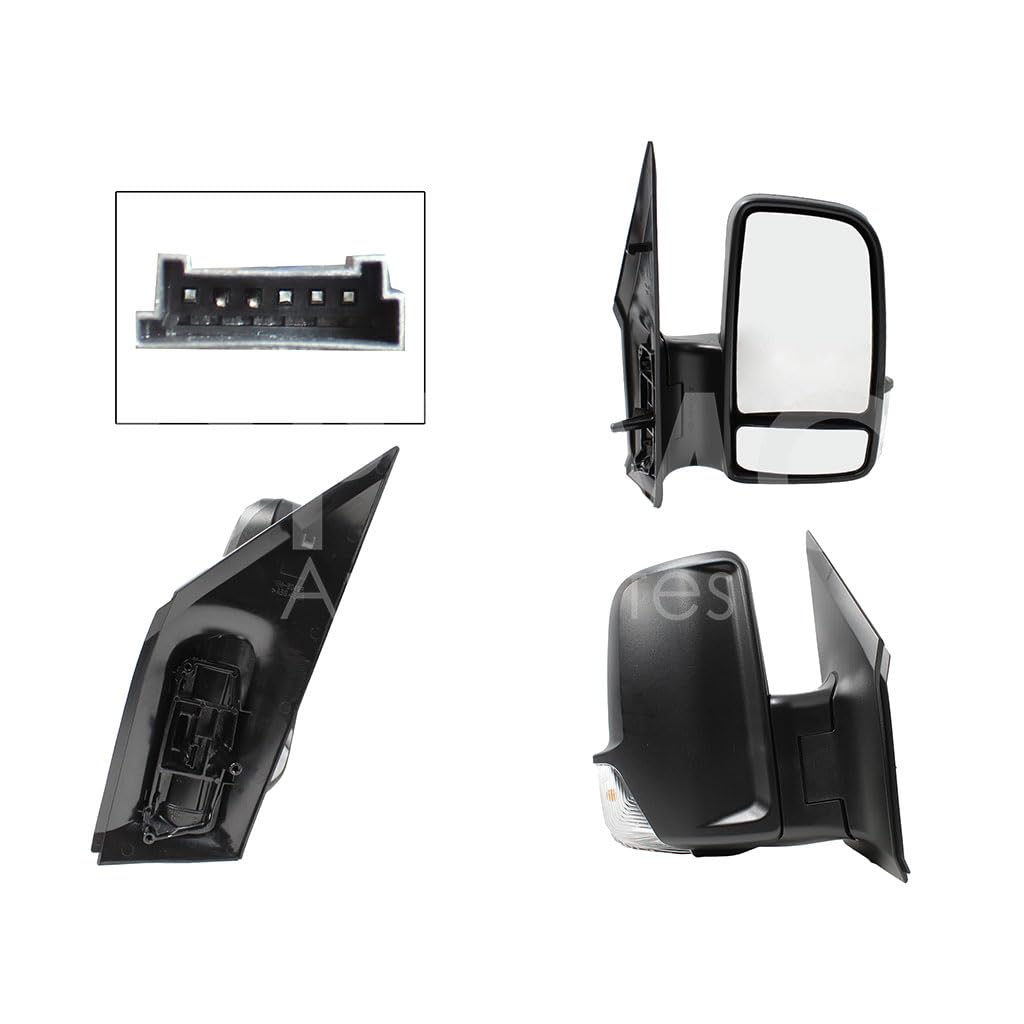 MERCEDES BENZ SPRINTER 2008 2009 2010 2011 2012 2013 2014 2015 2016 2017 2018 2019 ESPEJO DER MANUAL NEGRO POROSO S/CONTROL C/LUZ DIREC (2 LUNAS) VW CRAFTER 08-18