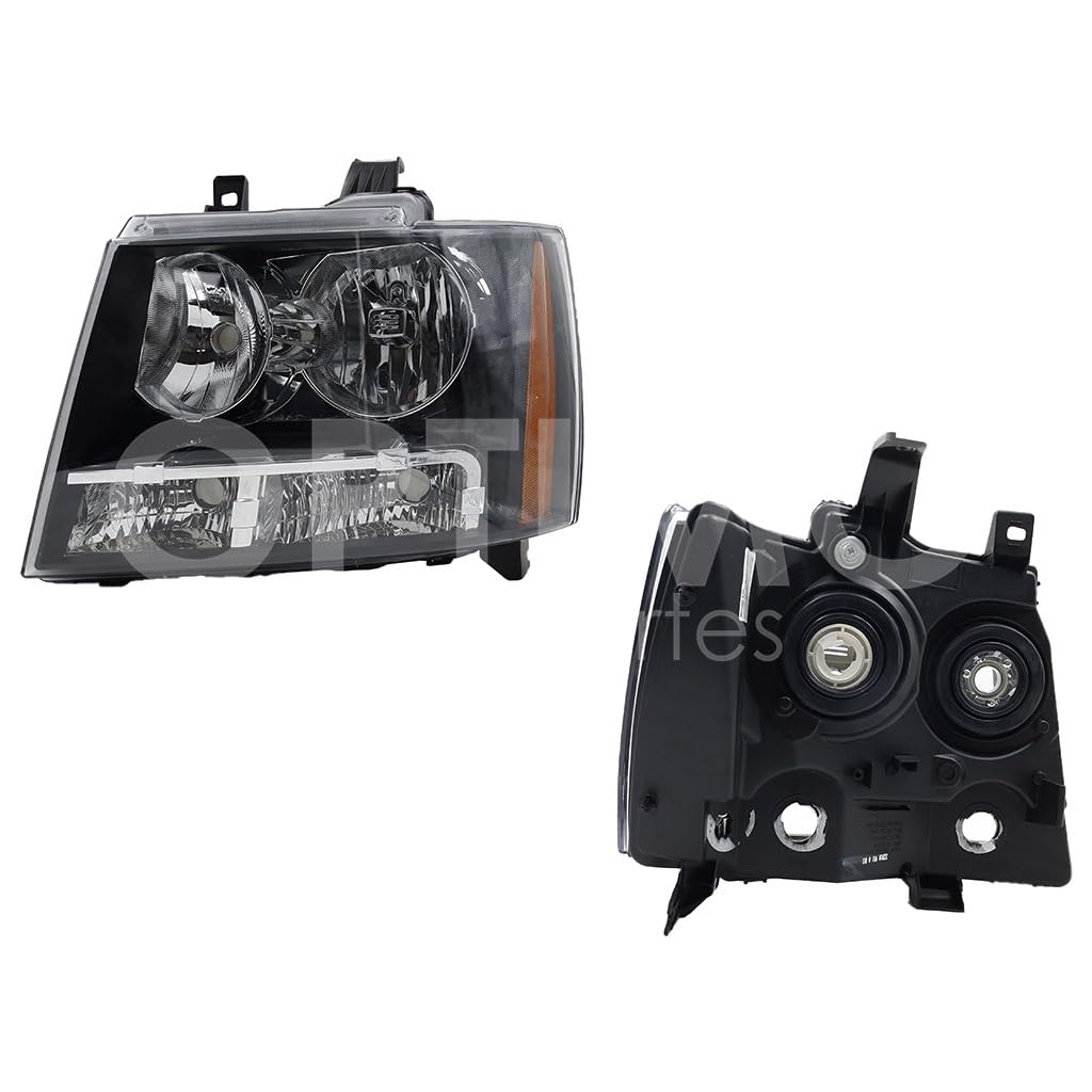 Faro Izquierdo Compatible con SUBURBAN 2007 2008 2009 2010 2011 2012 2013 2014 F/NEGRO C/MICA AMBAR (TAHOE-AVALANCHE 07-14)