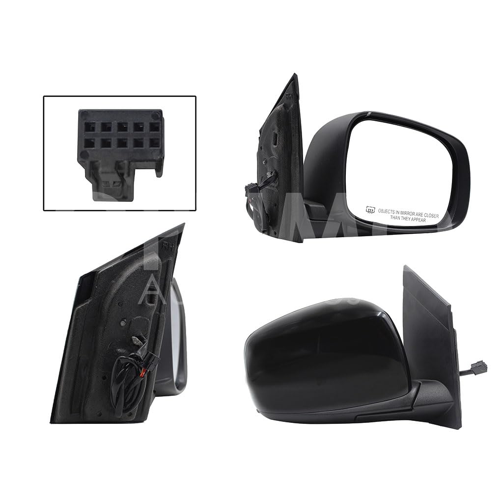 CHRYSLER / DODGE GRAND CARAVAN 2008 2009 2010 2011 2012 2013 2014 2015 2016 ESPEJO DER ELECT NEGRO P/PINTAR (3PINES) (TOWN & COUNTRY 08-16)