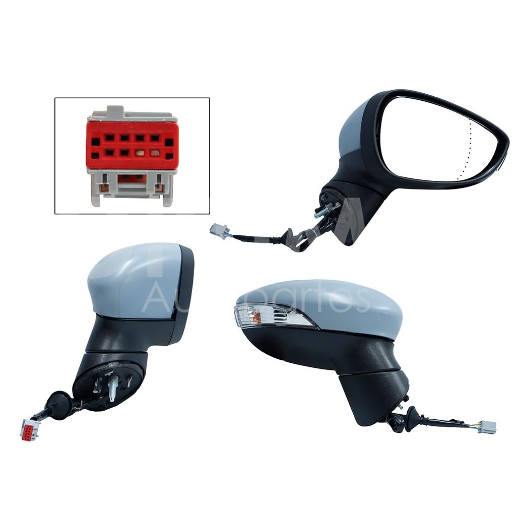 FORD FIESTA 2011 2012 2013 2014 2015 2016 2017 2018 2019 ESPEJO DER ELECT GRIS P/PINTAR C/LUZ DIREC C/DESEM C/LUNA CÓNCAVA (6PINES)