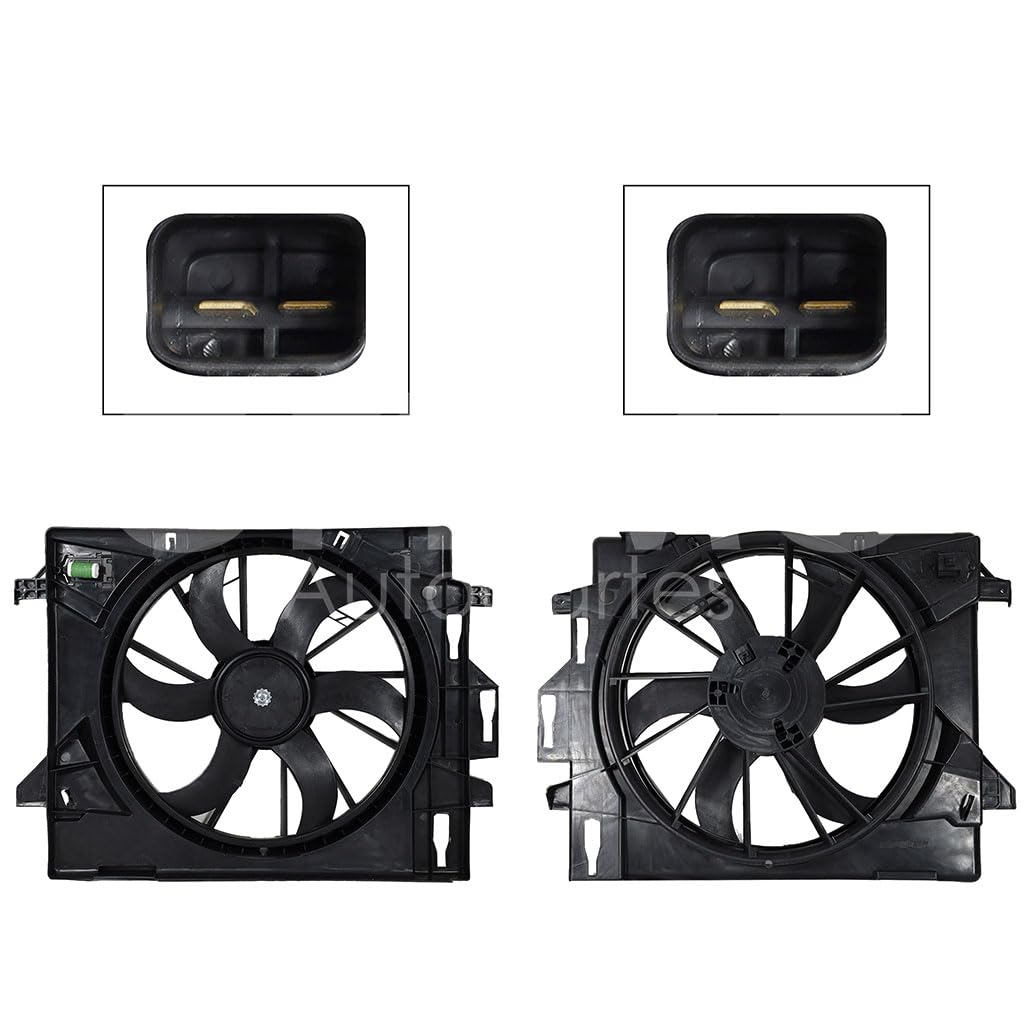 Moto Ventilador Compatible con GRAND CARAVAN 3.3L/3.6L 2008 2009 2010 2011 2012 2013 2014 2015 2016 2017 2018 2019 C/AIRE > Con Tolva > Con Resistencia 2PIN (3.8L/4.0L) T&COUNTRY/VOYAGER
