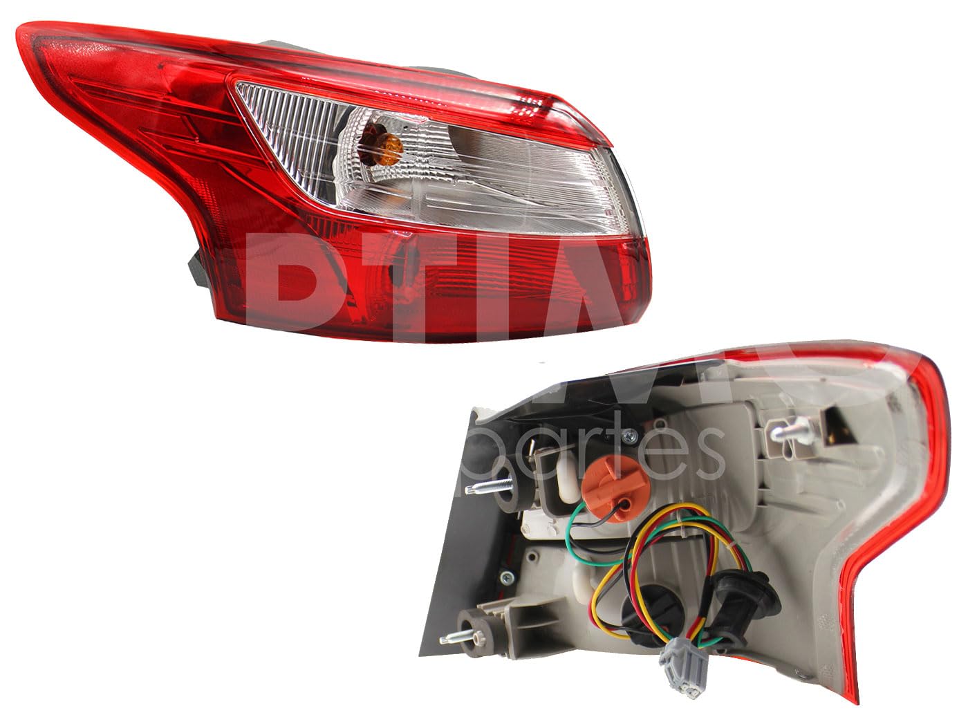 Calavera Izquierda Exterior Compatible con FOCUS SEDAN 2012 2013 2014 C/ARNES 4PTAS (ROJO/BLANCO)