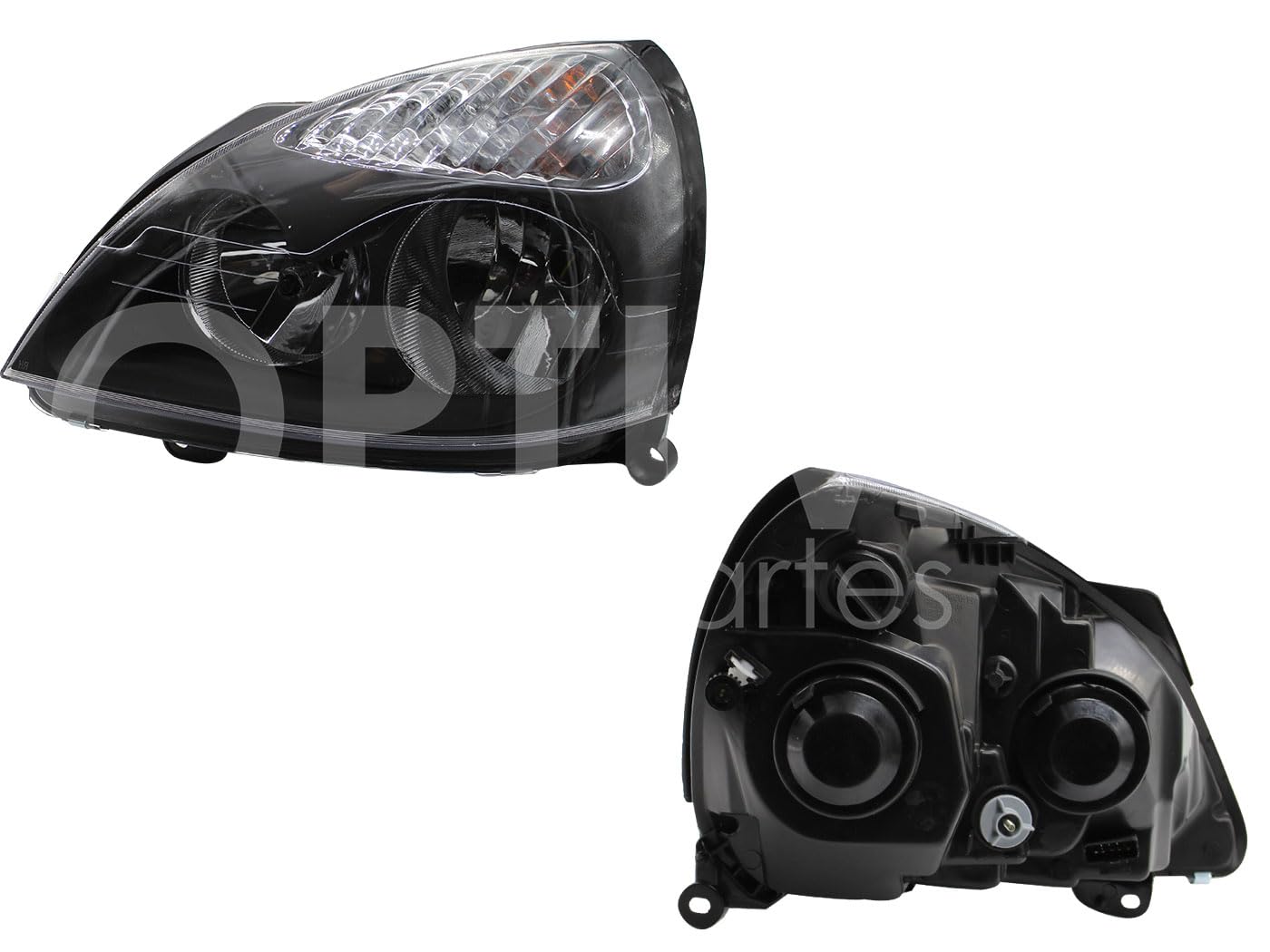 Faro Izquierdo Compatible con CLIO 2002 2003 2004 2005 2006 2007 2008 2009 2010 F/CROMADO CON NEGRO