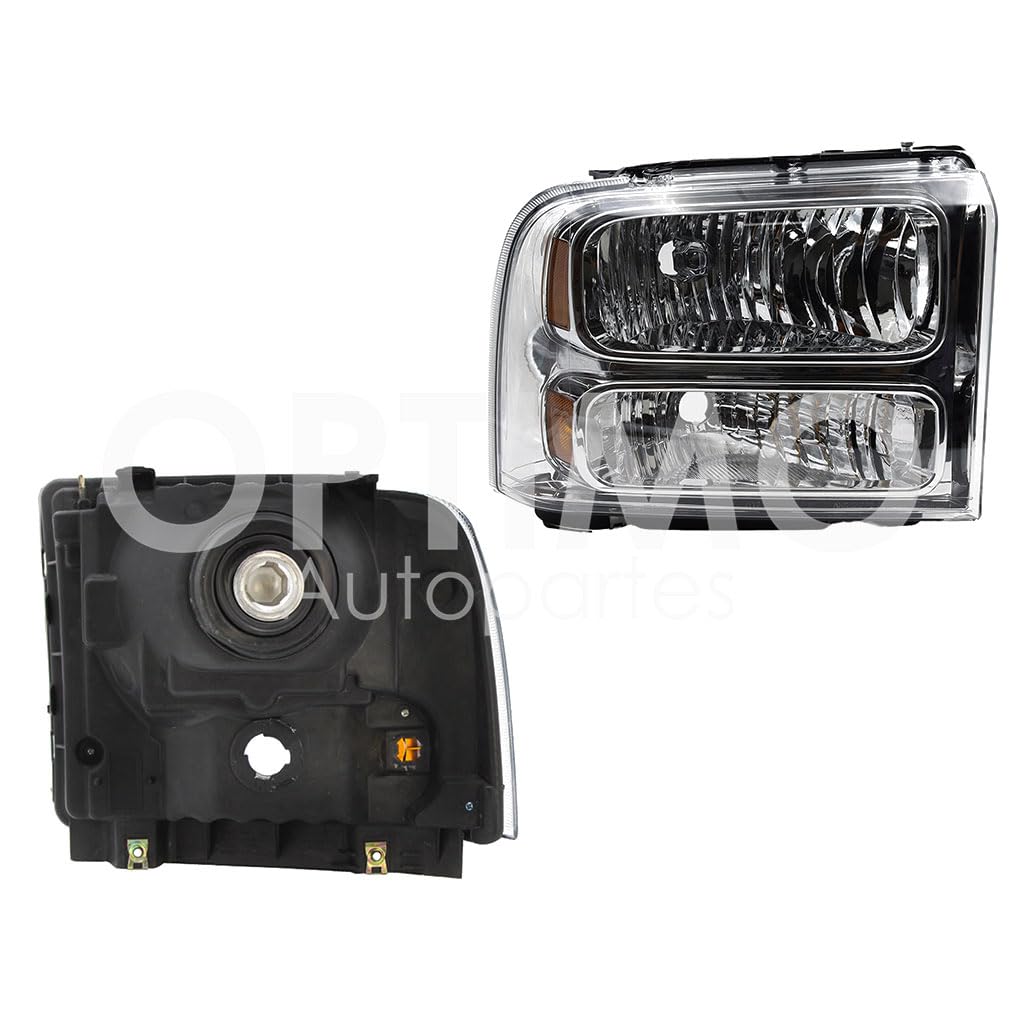 Faro Derecho Compatible con F-350 SUPER DUTY 2005 2006 2007 F/CROMADO C/MICA AMBAR (F-450/F-550/EXCURSION)