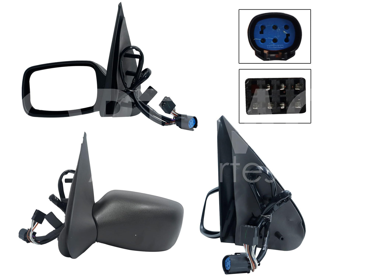 FORD FIESTA IKON 2001 2002 2003 2004 2005 2006 2007 ESPEJO IZQ ELECT NEGRO POROSO (2 CONECTORES 5-7PINES) (FIESTA 98-02)