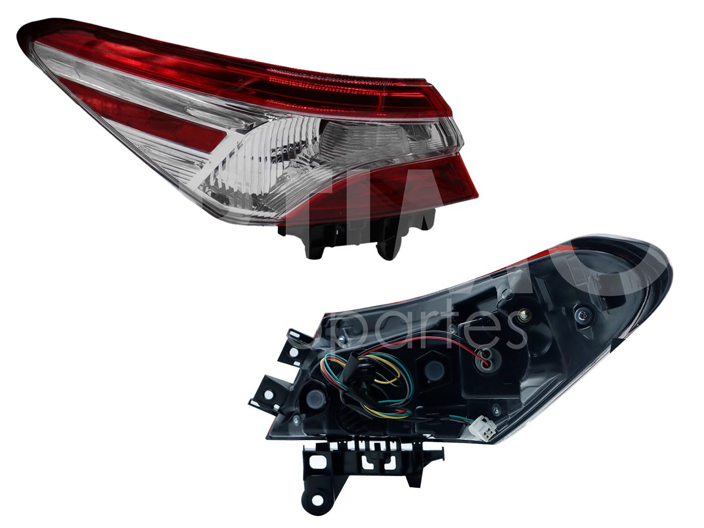 Calavera Izquierda Exterior Compatible con CAMRY 2018 2019 2020 2021 2022 C/ARNES CLARA (ROJO/BLANCO)