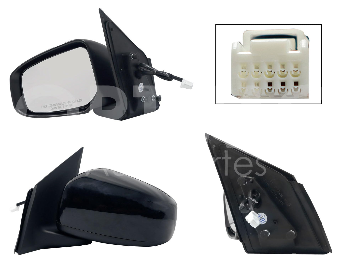 CHRYSLER / DODGE ATTITUDE 2015 2016 2017 2018 2019 2020 2021 2022 2023 2024 ESPEJO IZQ ELECT NEGRO P/PINTAR (3PINES) (MT MIRAGE G4 19-24/MIRAGE 5PTAS 15-19)