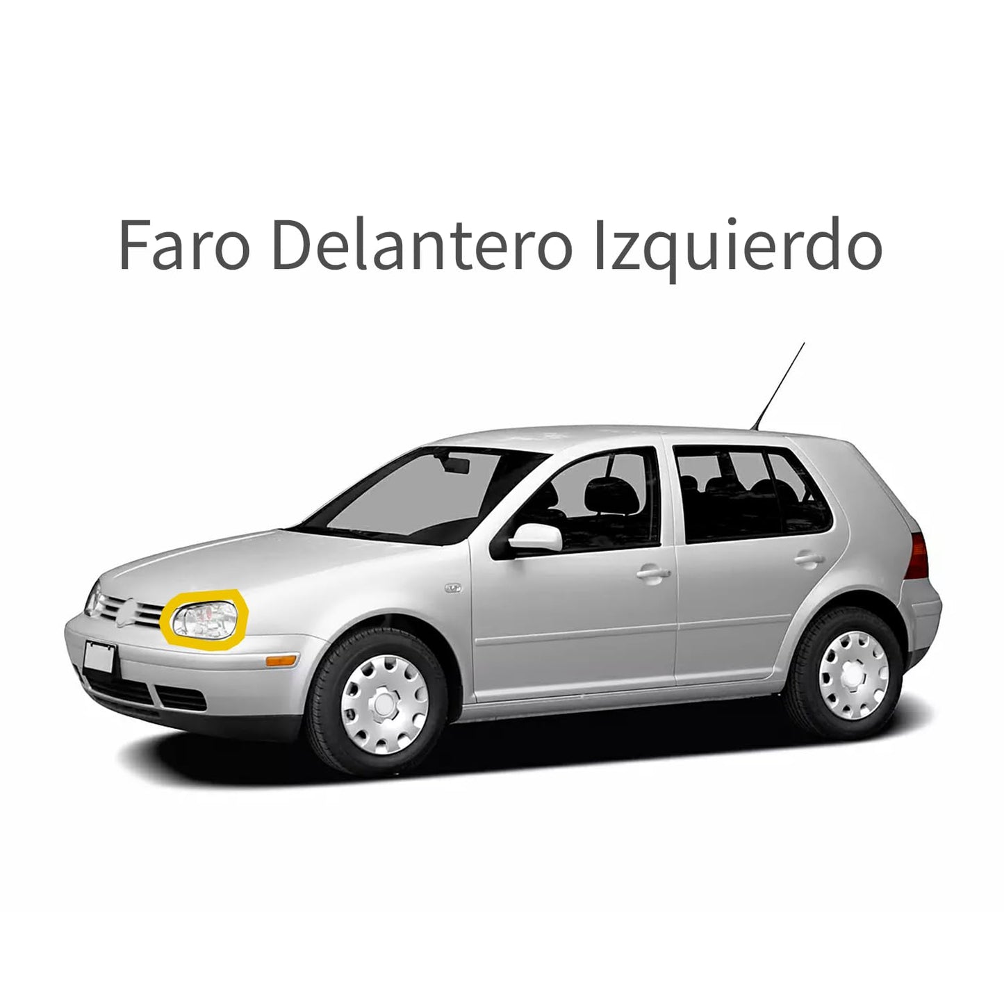Faro Delantero Izquierdo VW Golf 1999 2000 2001 2002 2003 2004 2005 2006 2007 | Sin Lupa | Con Foco | Ambar con Vidrio