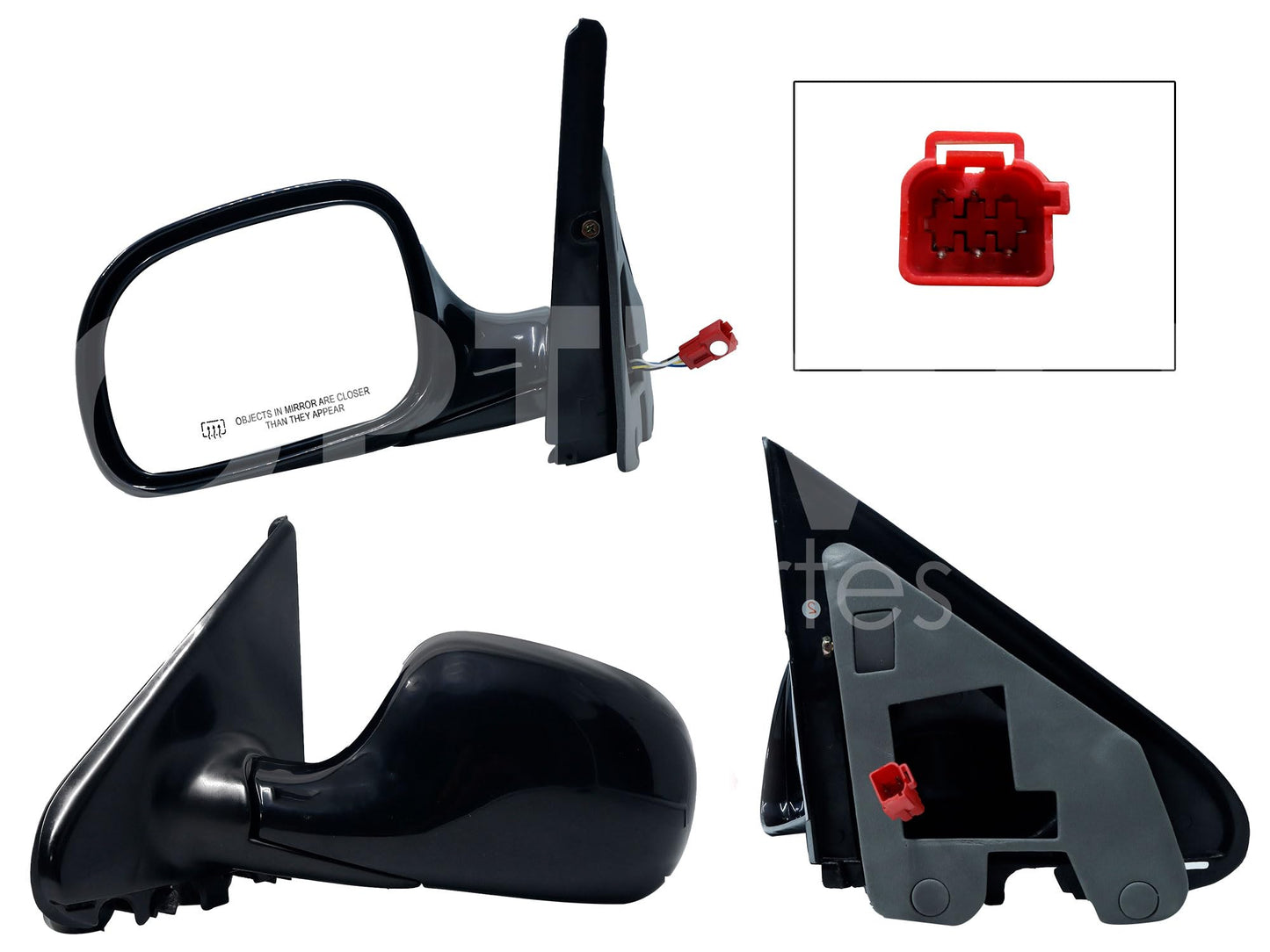 CHRYSLER / DODGE CARAVAN 1996 1997 1998 1999 2000 ESPEJO IZQ ELECT NEGRO LISO (5PINES) (VOYAGER/TOWN & COUNTRY)