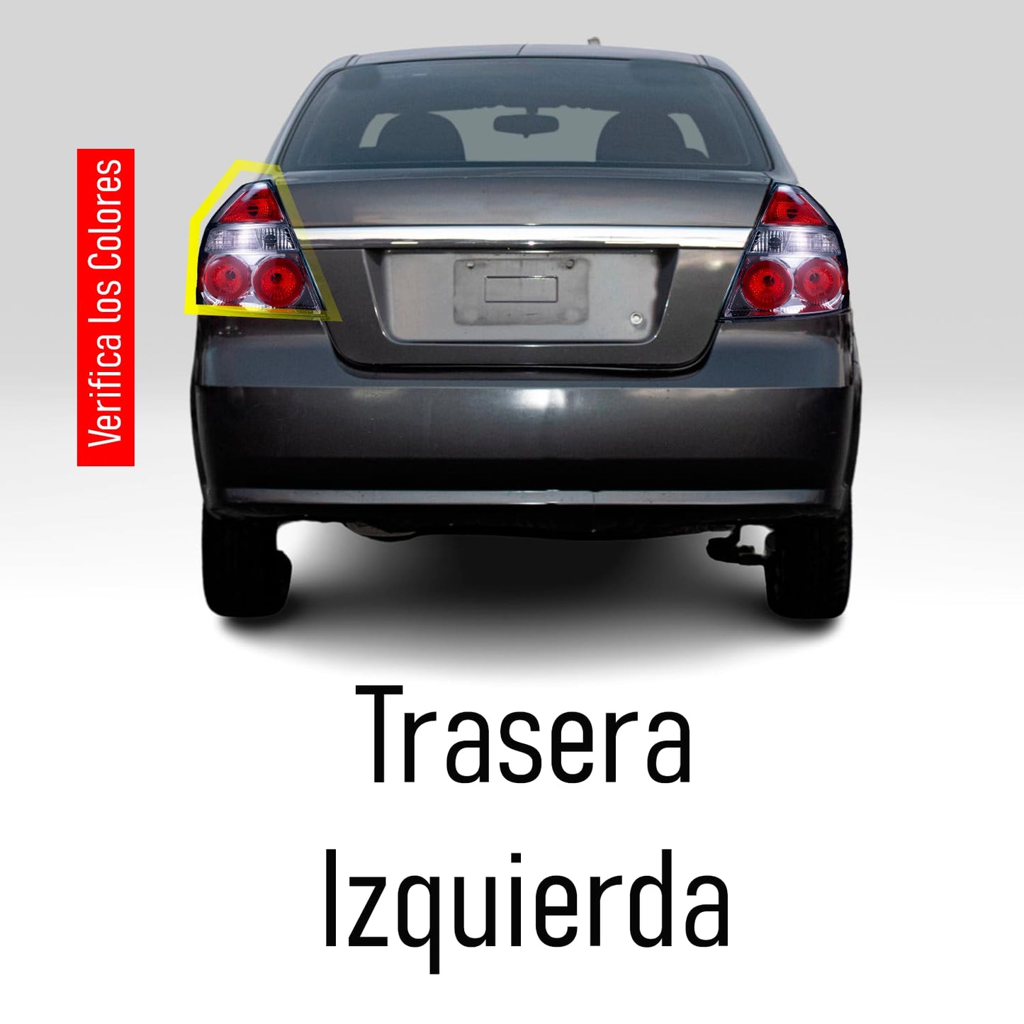 Calavera Izquierda Compatible con Aveo 2007 2008 2009 2010 2011 | Sin Arnes | Color Blanco Rojo |