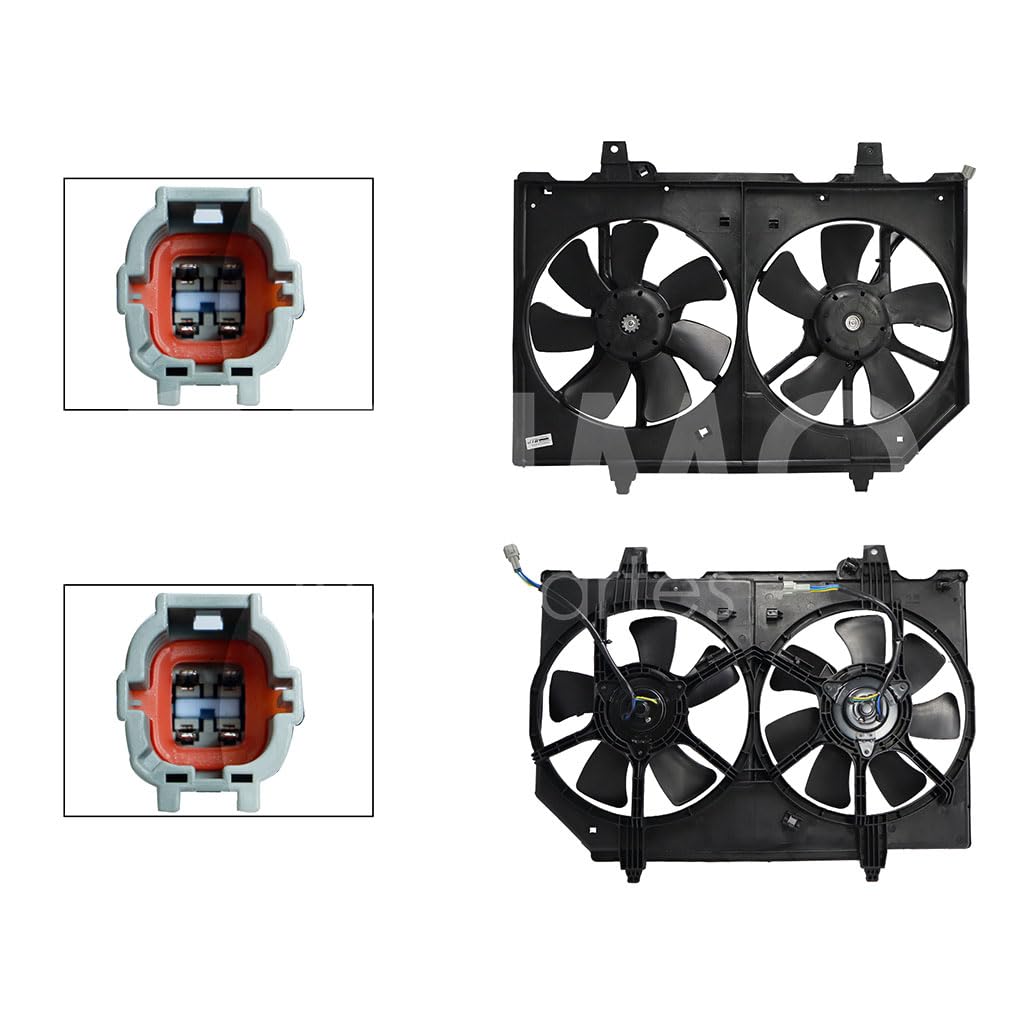 Moto Ventilador Compatible con XTRAIL 2.5L 2001 2002 2003 2004 2005 2006 2007 C/AIRE > Con Tolva > Sin Resistencia 4PIN (2ASPAS)