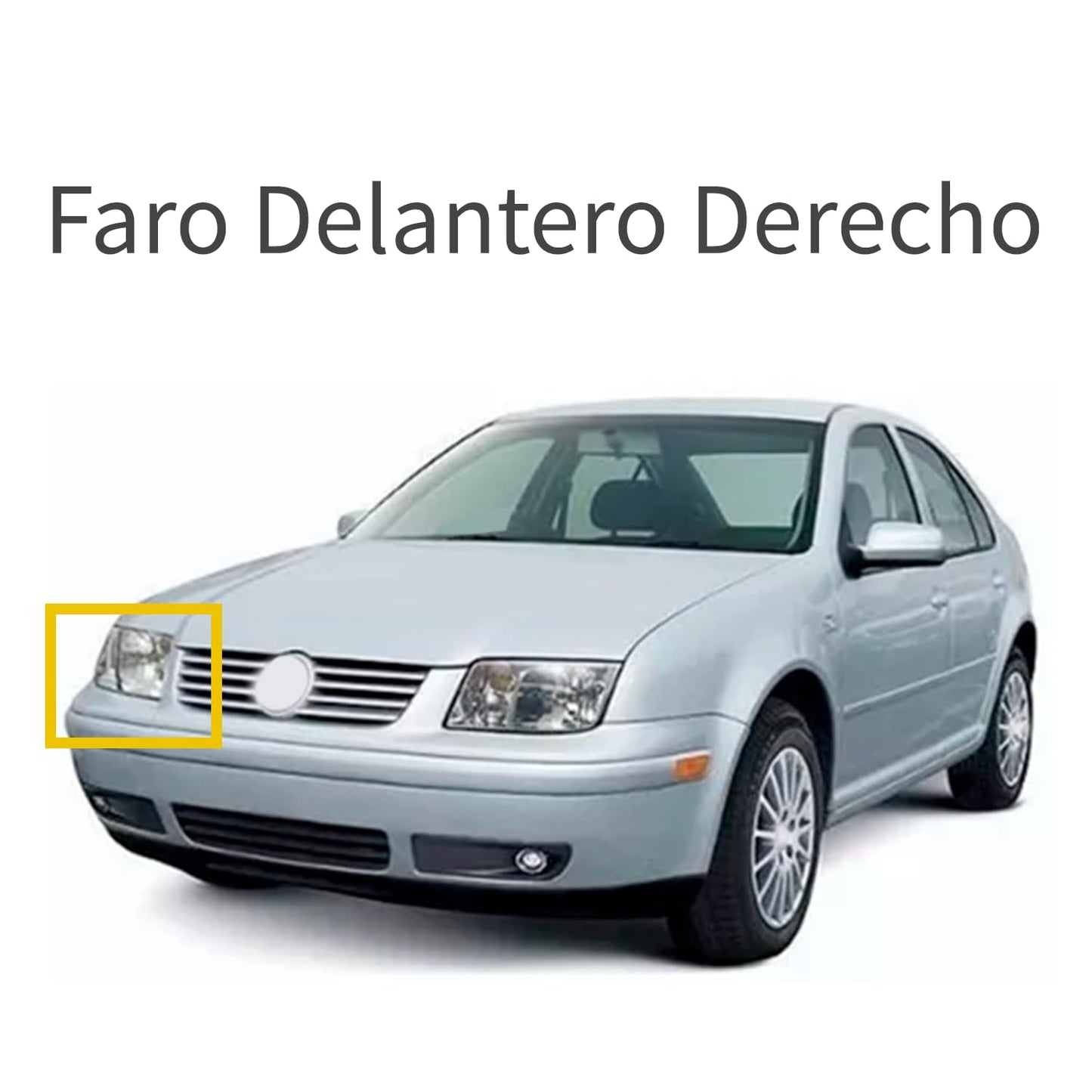 Faro Delantero Derecho compatible VW Jetta A4 1999 2000 2001 2002 2003 2004 2005 2006 2007 | Sin Lupa (Blanco)
