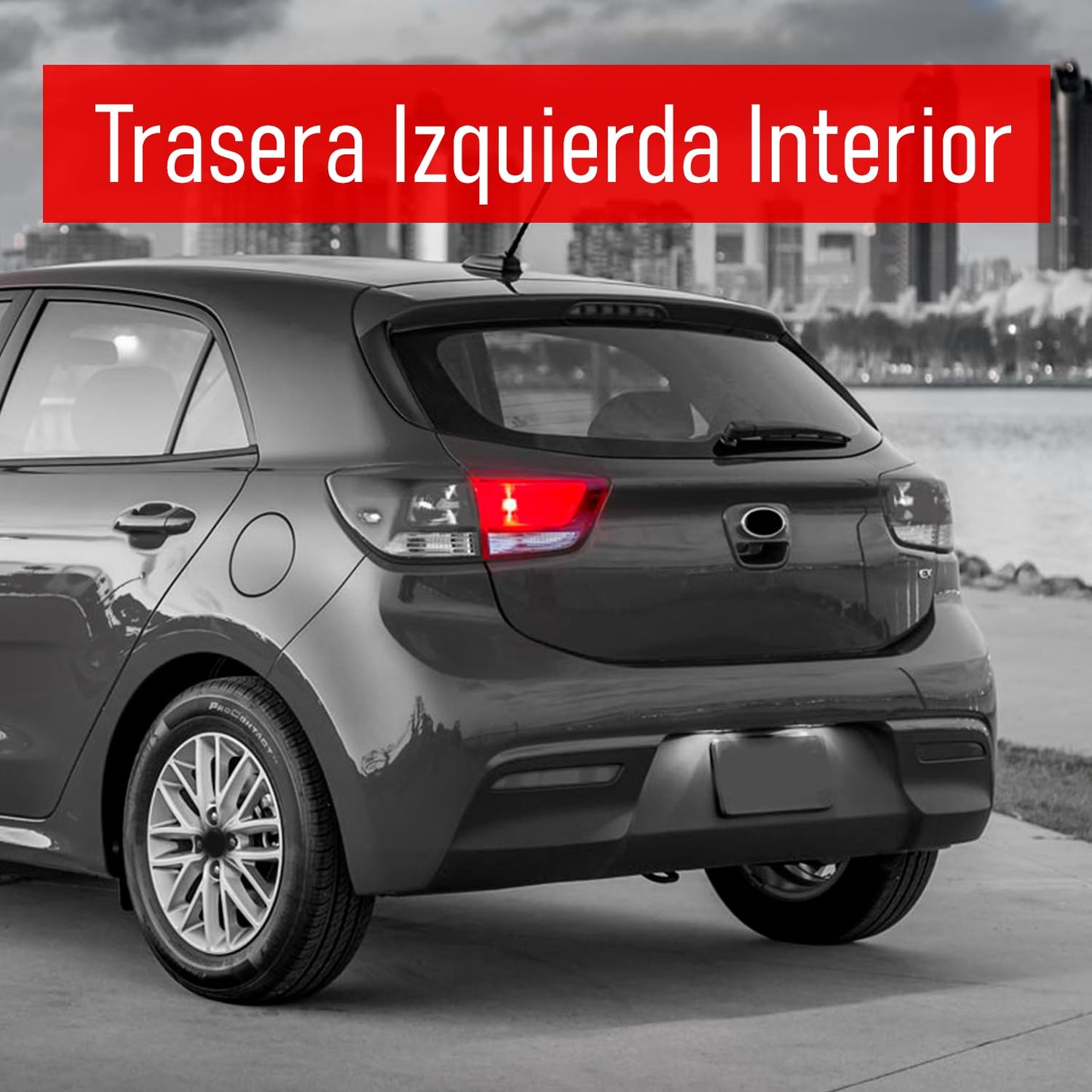 Calavera Izquierdo Interior Compatible con Rio H-BACK 5 Puertas 2018 2019 202 2021 2022 2023 | Rojo Blanco | Con Arnes |