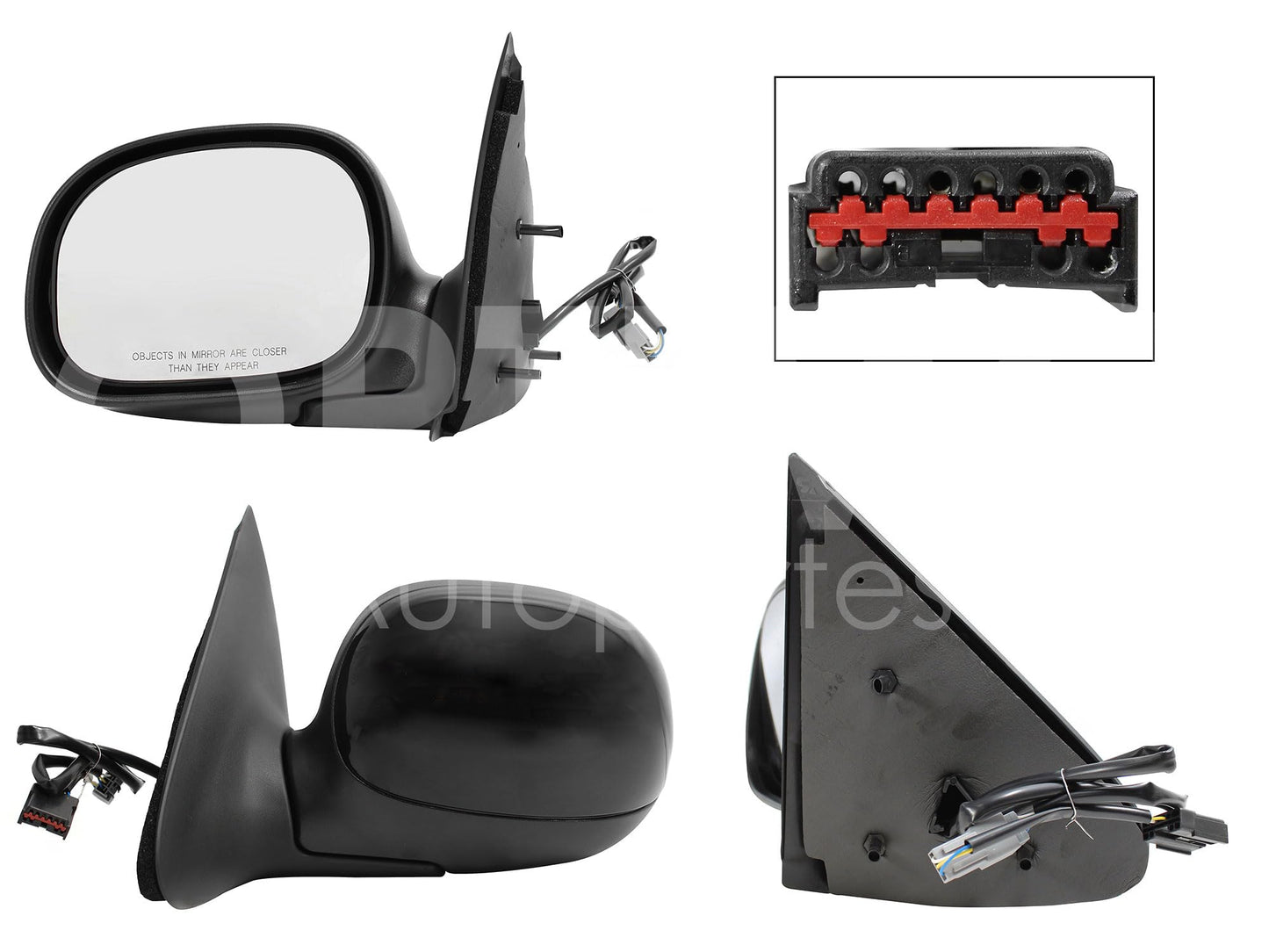 FORD F-150 1997 1998 1999 2000 2001 2002 2003 2004 2005 2006 2007 2008 ESPEJO IZQ ELECT NEGRO P/PINTAR (3PINES) (LOBO 97-03/F-250 97-09)