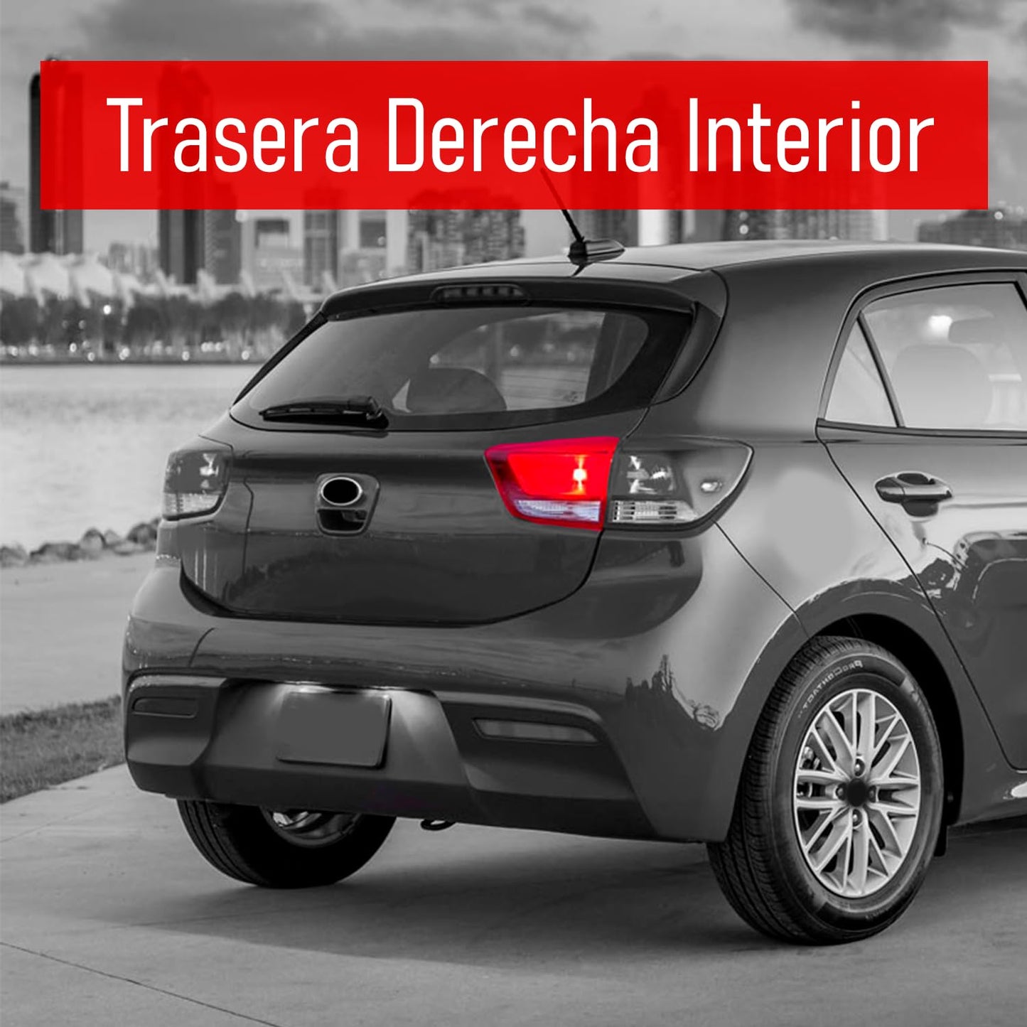 Calavera Derecho Interior Compatible con Rio H-BACK 5 Puertas 2018 2019 202 2021 2022 2023 | Rojo Blanco | Con Arnes |