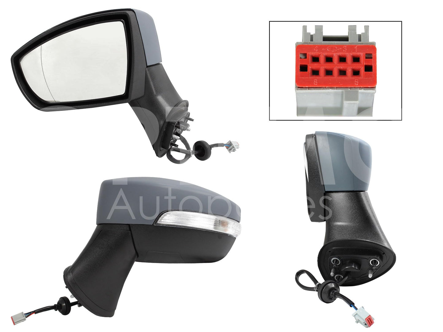 FORD ECOSPORT 2013 2014 2015 2016 2017 ESPEJO IZQ ELECT GRIS P/PINTAR C/LUZ DIRECCIONAL (5PINES)