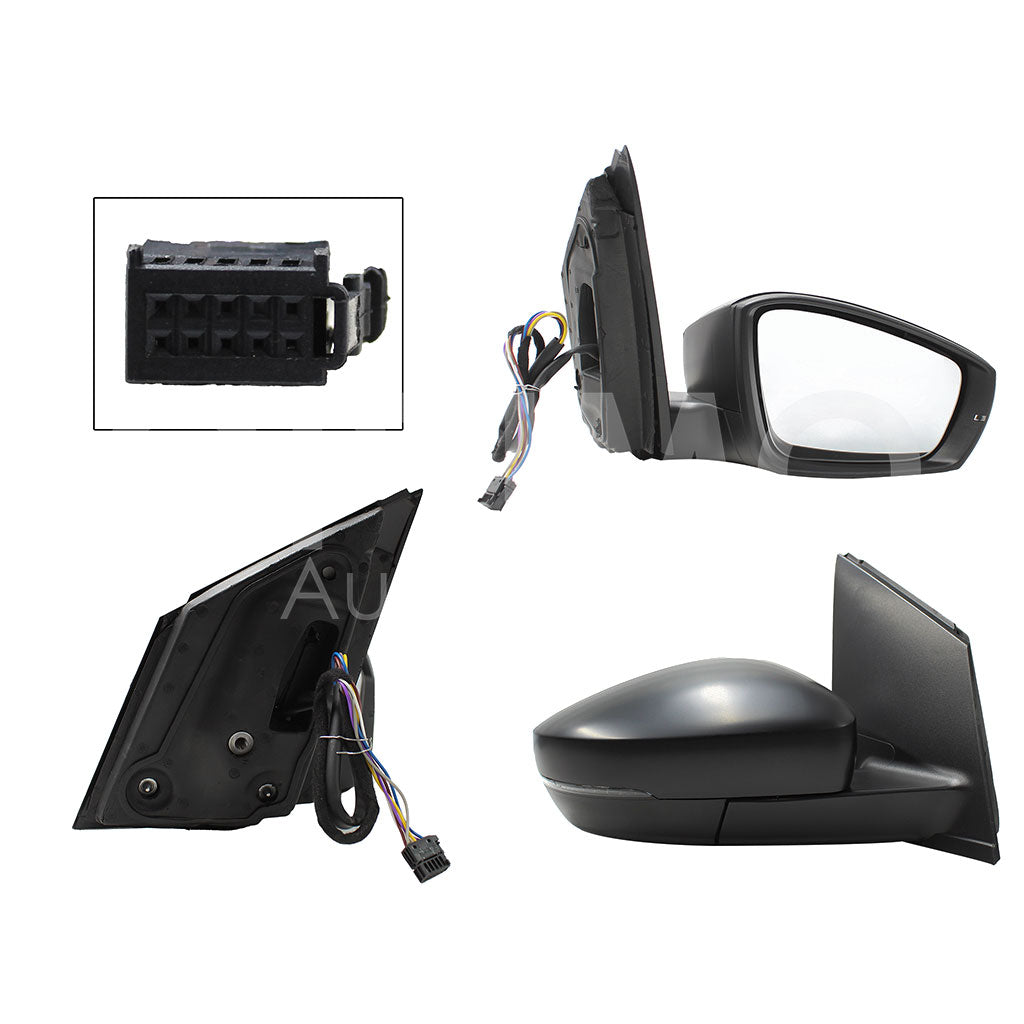 VOLKSWAGEN POLO 2013 2014 2015 2016 2017 2018 2019 2020 2021 ESPEJO DER ELECT NEGRO P/PINTAR C/LUZ DIRECCIONAL (6PINES) (VENTO 16-22)