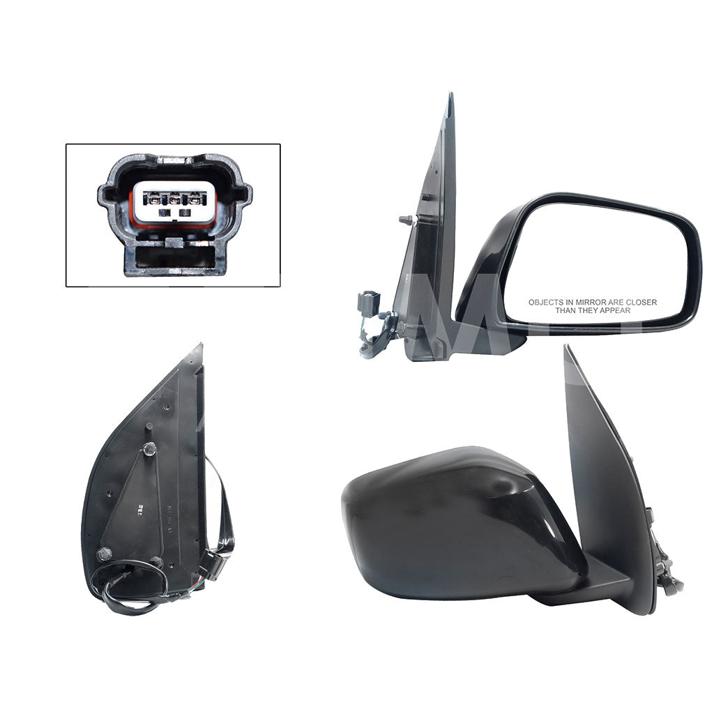 NISSAN FRONTIER PRO-4X 2005 2006 2007 2008 2009 2010 2011 2012 2013 2014 2015 2016 2017 2018 2019 ESPEJO DER ELECT NEGRO P/PINTAR (3PINES) (X-TERRA 05-08/PATHFINDER 05-12)