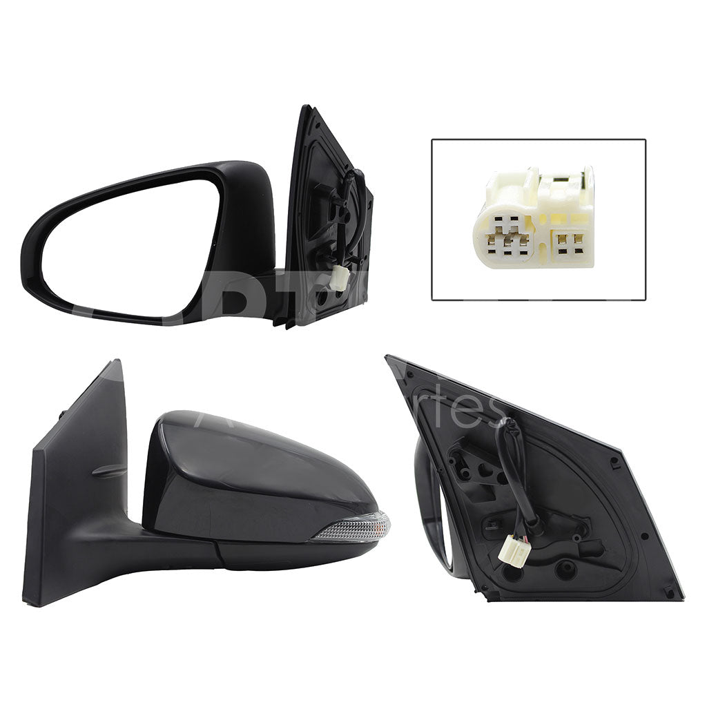 TOYOTA COROLLA 2014 2015 2016 2017 2018 2019 ESPEJO IZQ ELECT NEGRO P/PINTAR C/LUZ DIRECCIONAL C/DESEMPAÑANTE (7PINES)