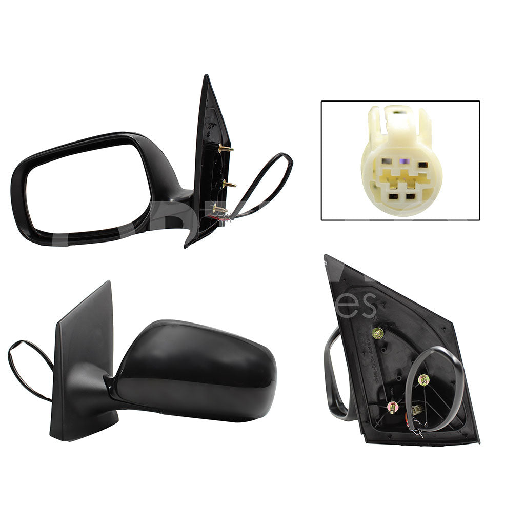 TOYOTA YARIS SEDAN 2006 2007 2008 2009 2010 2011 2012 2013 2014 2015 ESPEJO IZQ ELECT NEGRO P/PINTAR (3PINES) 4PTAS