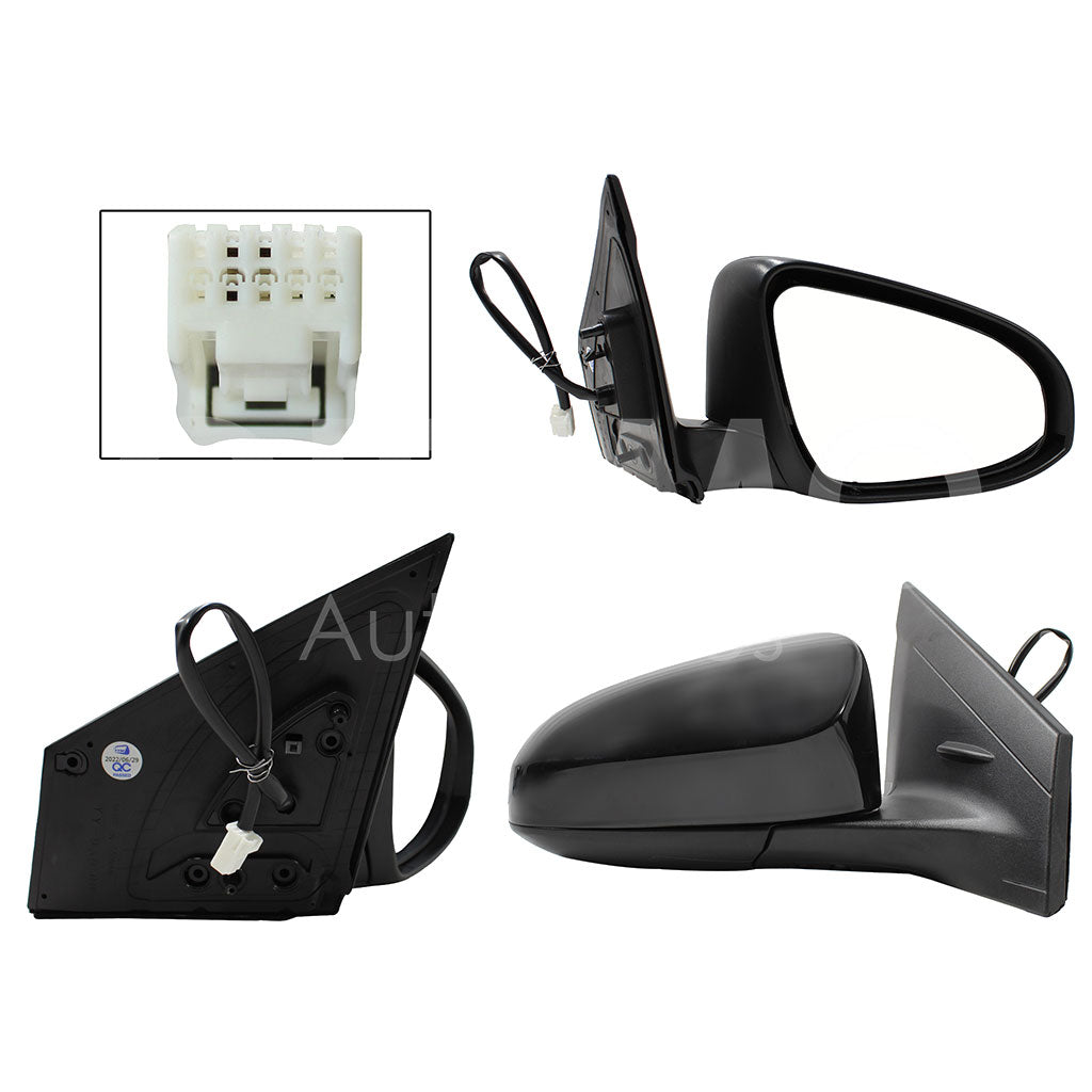 TOYOTA YARIS 2016 2017 2018 2019 2020 2021 2022 ESPEJO DER ELECT NEGRO P/PINTAR C/DESEMPAÑANTE (3PINES) (SEDAN/H-BACK)