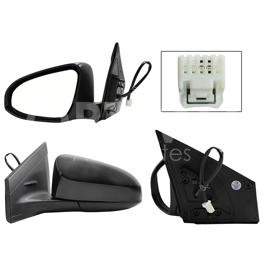 TOYOTA YARIS 2016 2017 2018 2019 2020 2021 2022 ESPEJO IZQ ELECT NEGRO P/PINTAR C/DESEMPAÑANTE (3PINES) (SEDAN/H-BACK)
