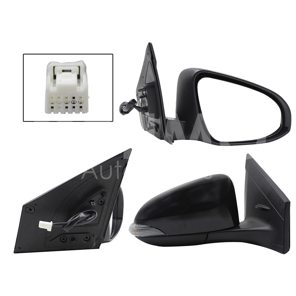 TOYOTA YARIS 2016 2017 2018 2019 2020 2021 2022 ESPEJO DER ELECT NEGRO P/PINTAR C/LUZ DIRECCIONAL (5PINES) (SEDAN/H-BACK)