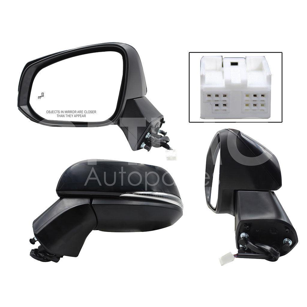 TOYOTA RAV-4 2019 2020 2021 2022 2023 2024 ESPEJO IZQ ELECT NEGRO P/PINTAR C/LUZ DIREC C/DESEM C/DETECTOR PU CIEGO (8PINES)
