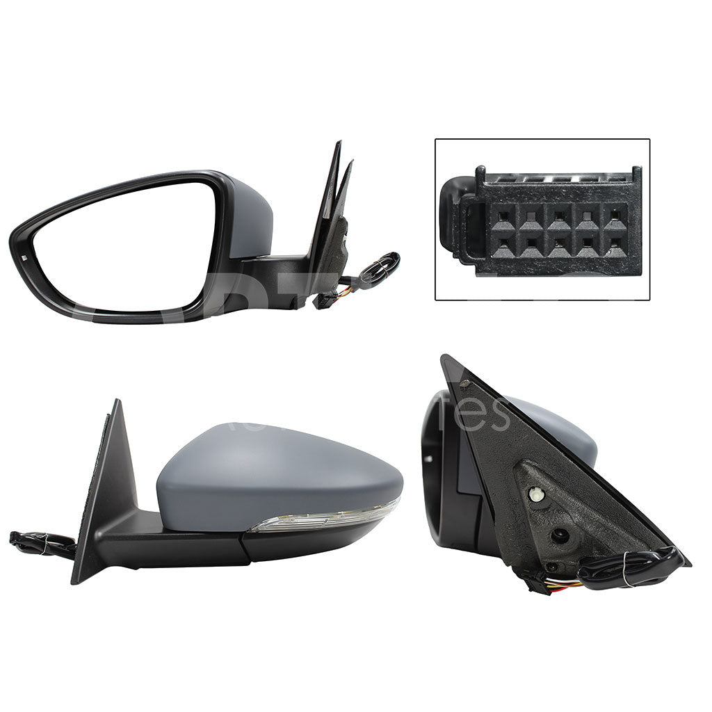 VOLKSWAGEN BEETLE 2012 2013 2014 2015 2016 ESPEJO IZQ ELECT GRIS P/PINTAR C/LUZ DIRECCIONAL C/DESEMPAÑANTE (6PINES)