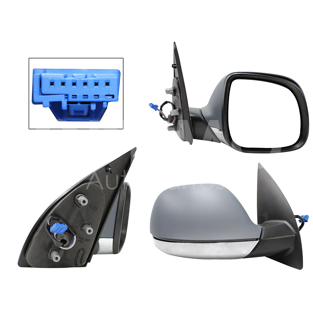 VOLKSWAGEN AMAROK 2010 2011 2012 2013 2014 2015 2016 2017 2018 2019 2020 2021 2022 2023 ESPEJO DER ELECT GRIS C/CROMO P/PINTAR C/DESEMPAÑANTE (5PINES)