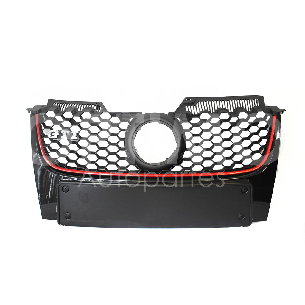 VOLKSWAGEN BORA GLI 2006 2007 2008 2009 2010 PARRILLA NEGRA C/FILO ROJO (GOLF GTI 07-09) PORTA PLACA EUROPEO