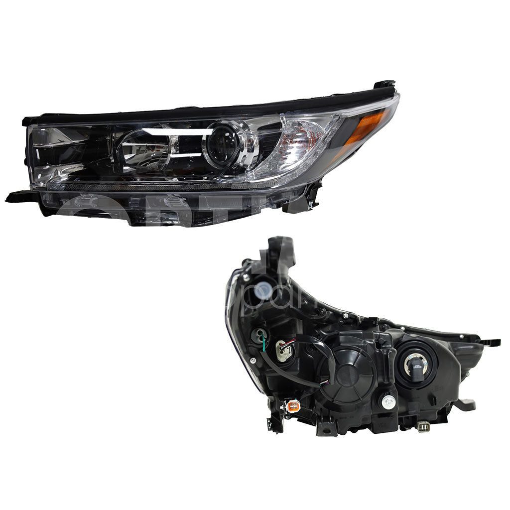 TOYOTA HIGHLANDER LIMITED 2017 2018 2019 FARO IZQ F/NEGRO C/LUPA C/DRL C/MICA AMBAR C/FILO CROMO Y NEGRO