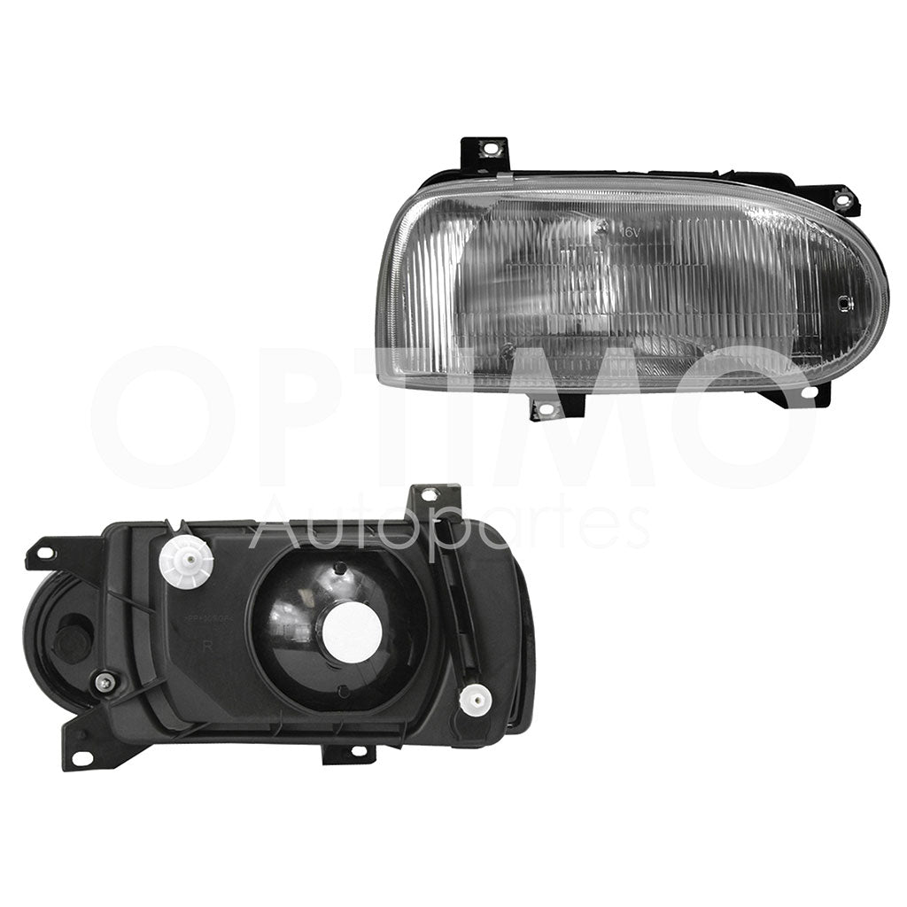 VOLKSWAGEN GOLF A3 1993 1994 1995 1996 1997 1998 FARO DER F/CROMADO C/BASE PLASTICO VIDIRO RAYADO