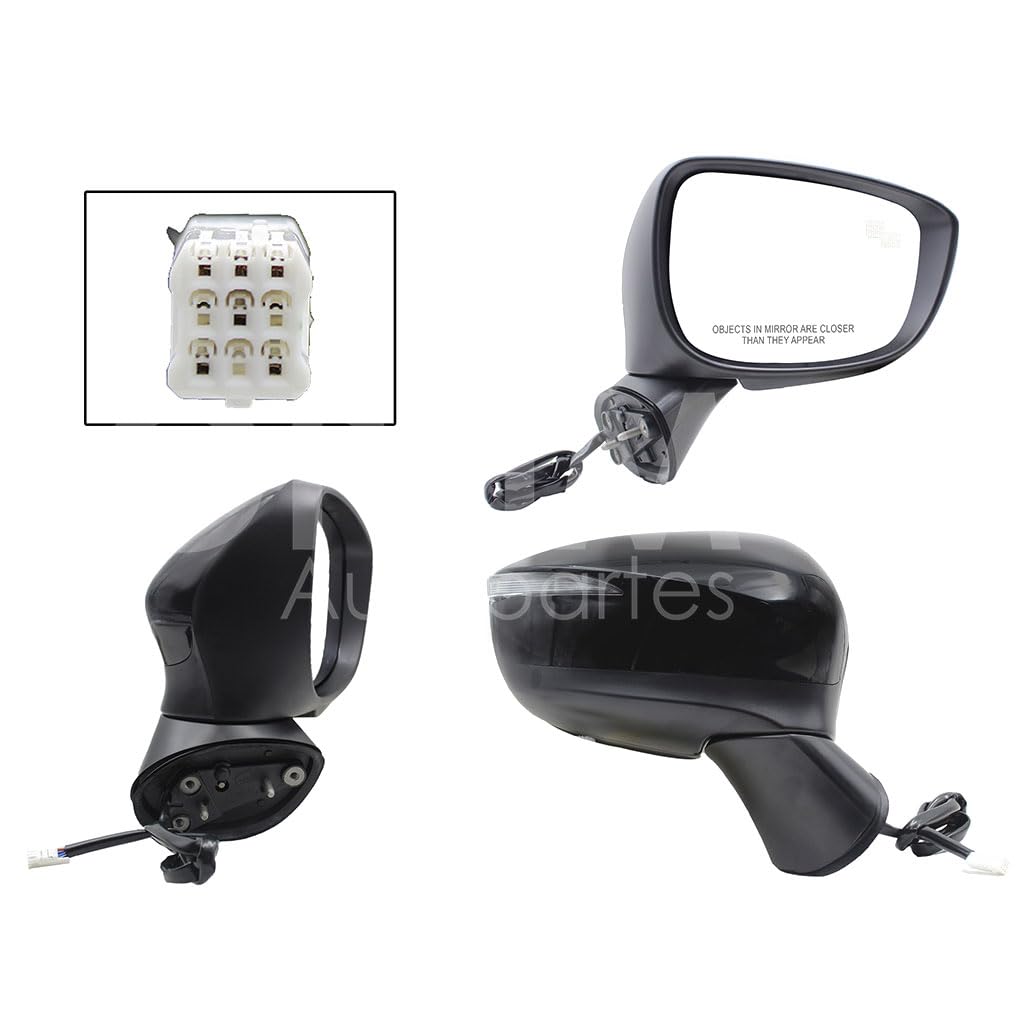 MAZDA CX-5 2015 2016 2017 ESPEJO DER ELECT NEGRO P/PINTAR C/LUZ DIREC C/DESEM C/DETEC PU CIEGO (6PINES)