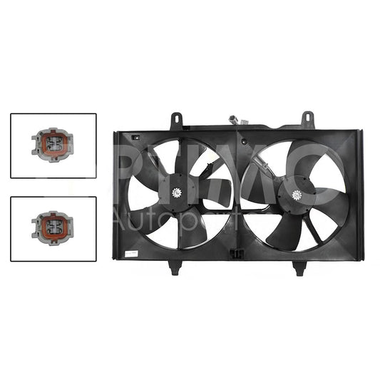 Moto Ventilador Compatible con ALTIMA 2.5L/3.5L 2002 2003 2004 2005 2006 C/AIRE > Con Tolva > Con Resistencia 2PIN (2ASPAS)