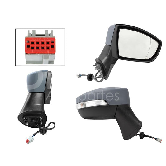 FORD ECOSPORT 2013 2014 2015 2016 2017 ESPEJO DER ELECT GRIS P/PINTAR C/LUZ DIRECCIONAL (5PINES)