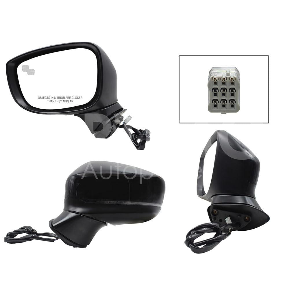 MAZDA CX-5 2018 2019 2020 2021 2022 2023 2024 2025 ESPEJO IZQ ELECT NEGRO P/PINTAR C/LUZ DIREC C/DESEM C/DETECTOR PU CIE (7PINES)