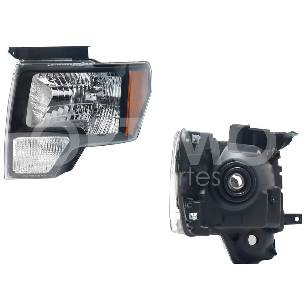 Faro Izquierdo Compatible con F-150 2009 2010 2011 2012 2013 2014 F/NEGRO C/MICA AMBAR (LOBO 09-14)