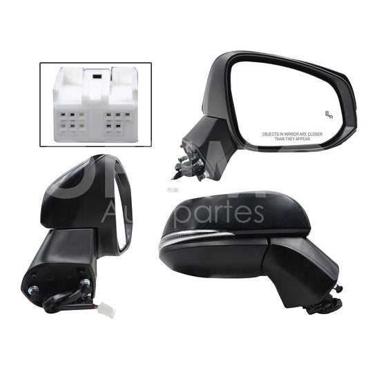 TOYOTA RAV-4 2019 2020 2021 2022 2023 2024 ESPEJO DER ELECT NEGRO P/PINTAR C/LUZ DIREC C/DESEM C/DETECTOR PU CIEGO (8PINES)