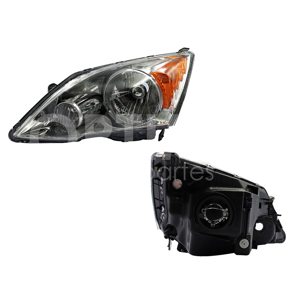 Faro Izquierdo Compatible con CR-V 2007 2008 2009 2010 2011 F/CROMADO C/MICA AMBAR