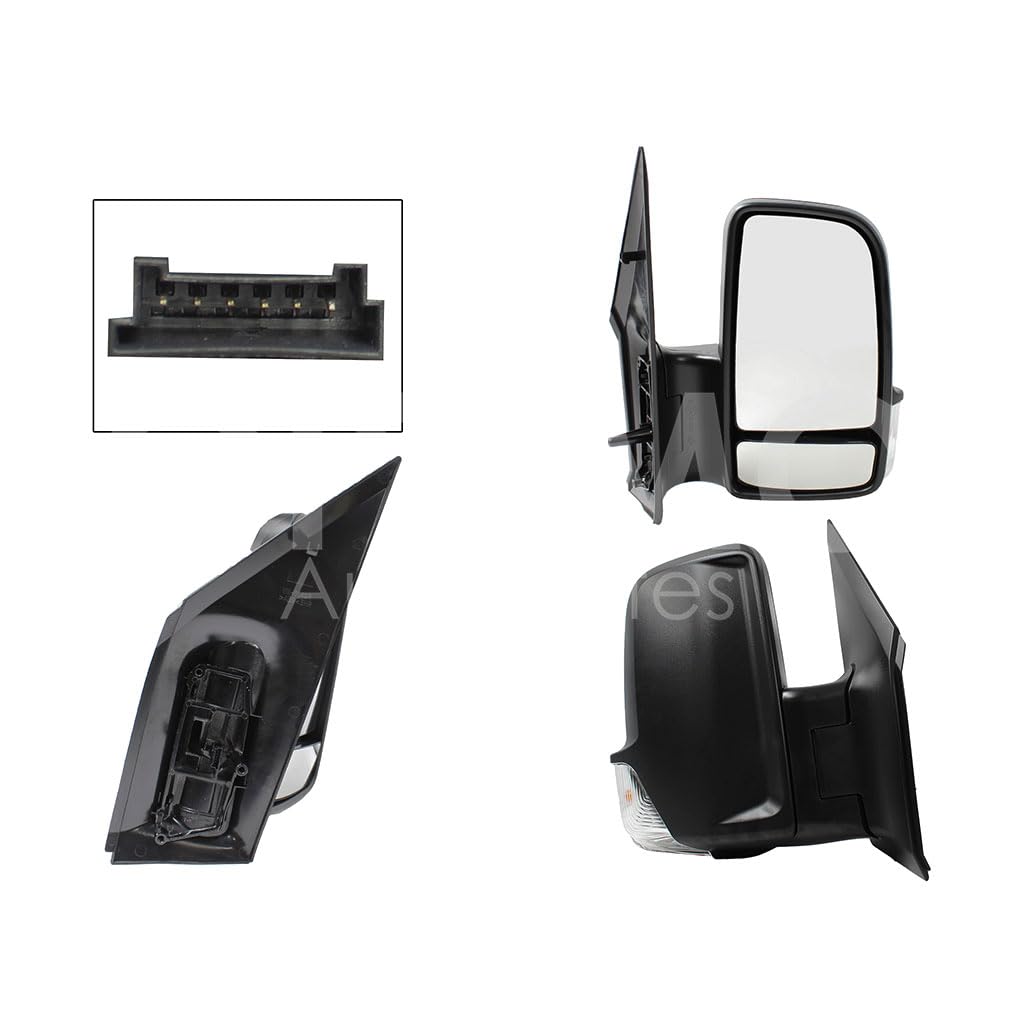 MERCEDES BENZ SPRINTER 2008 2009 2010 2011 2012 2013 2014 2015 2016 2017 2018 2019 ESPEJO DER ELECT NEGRO POROSO C/LUZ DIREC (2 LUNAS) (6PINES) (VW CRAFTER 08-18)