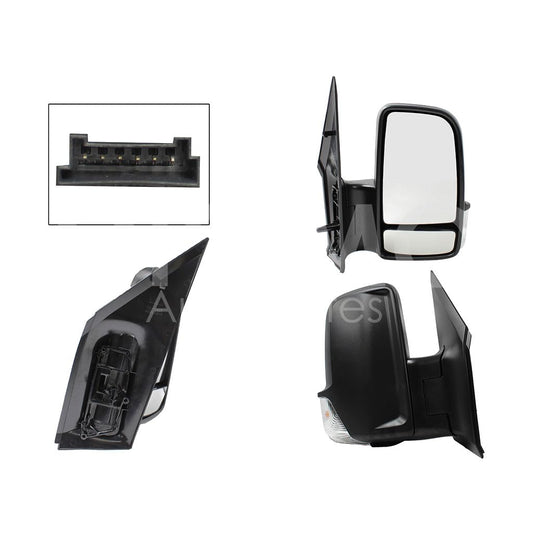 MERCEDES BENZ SPRINTER 2008 2009 2010 2011 2012 2013 2014 2015 2016 2017 2018 2019 ESPEJO DER ELECT NEGRO POROSO C/LUZ DIREC (2 LUNAS) (6PINES) (VW CRAFTER 08-18)