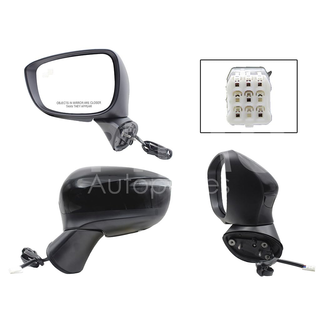 MAZDA CX-5 2015 2016 2017 ESPEJO IZQ ELECT NEGRO P/PINTAR C/LUZ DIREC C/DESEM C/DETEC PU CIEGO (6PINES)