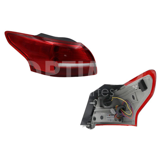 Calavera Izquierda Exterior Compatible con FOCUS SEDAN 2015 2016 2017 2018 C/ARNES CLARA 4PTAS (BLANCO/ROJO)
