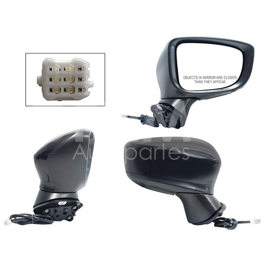 MAZDA MAZDA 3 2014 2015 2016 2017 2018 ESPEJO DER ELECT NEGRO P/PINTAR (3PINES) (SEDAN/H-BACK)