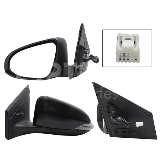 TOYOTA YARIS 2016 2017 2018 2019 2020 2021 2022 ESPEJO IZQ ELECT NEGRO P/PINTAR C/LUZ DIRECCIONAL (5PINES) (SEDAN/H-BACK)