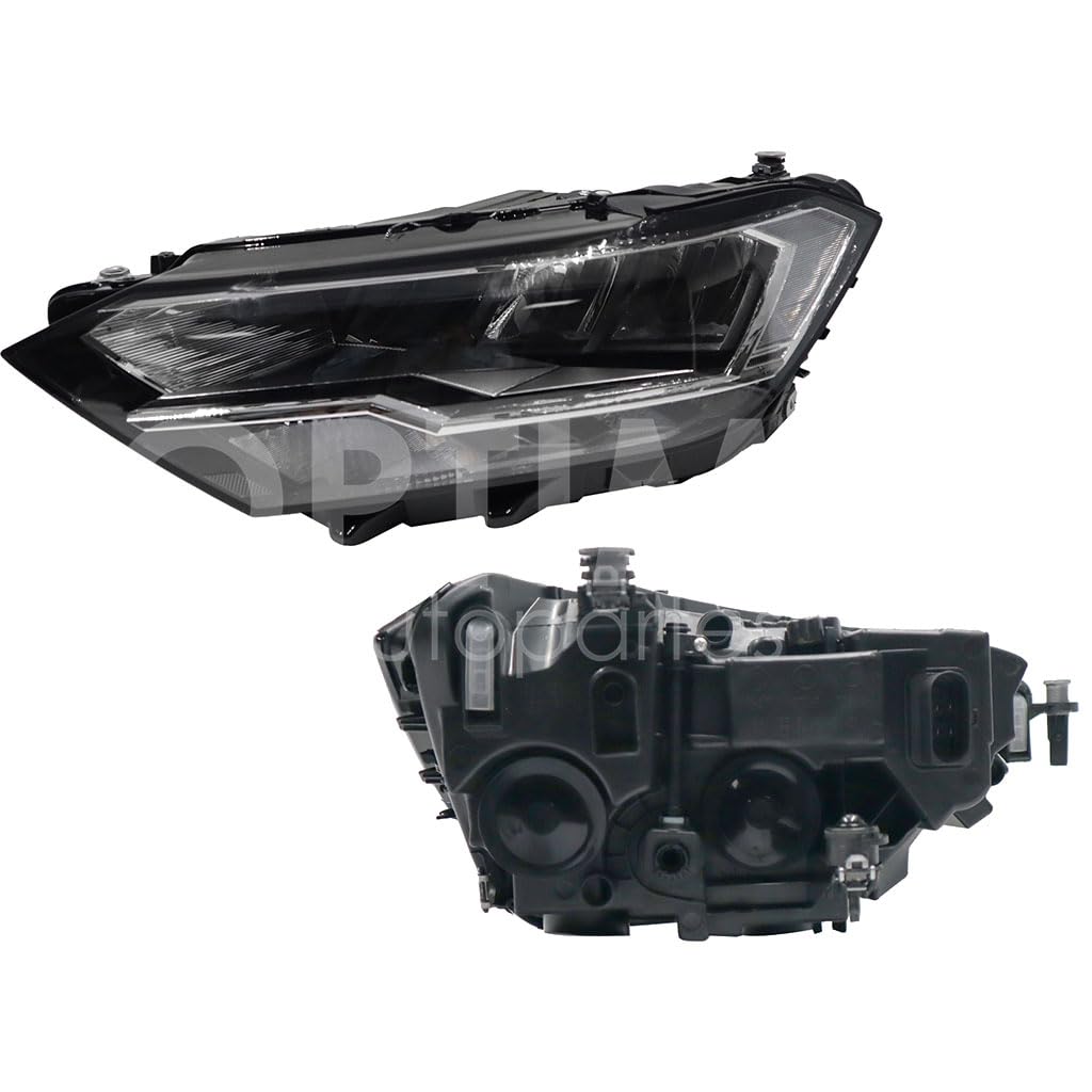 Faro Izquierdo Compatible con JETTA A7 2019 2020 2021 2022 2023 2024 F/NEGRO C/LED C/MICA BLANCA (VERSION TRENDLINE-COMFORTLINE-R-LINE)